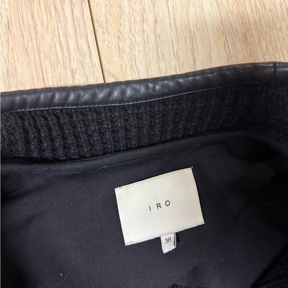 IRO Chelane Lamb Leather Trim Wool Moto Jacket - Picture 3 of 9